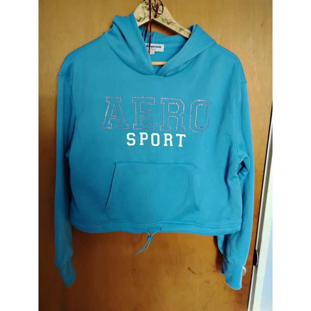 Aéropostale Aero Sport Cropped Sweater Baby Blue 90's Y2K Style Size Large